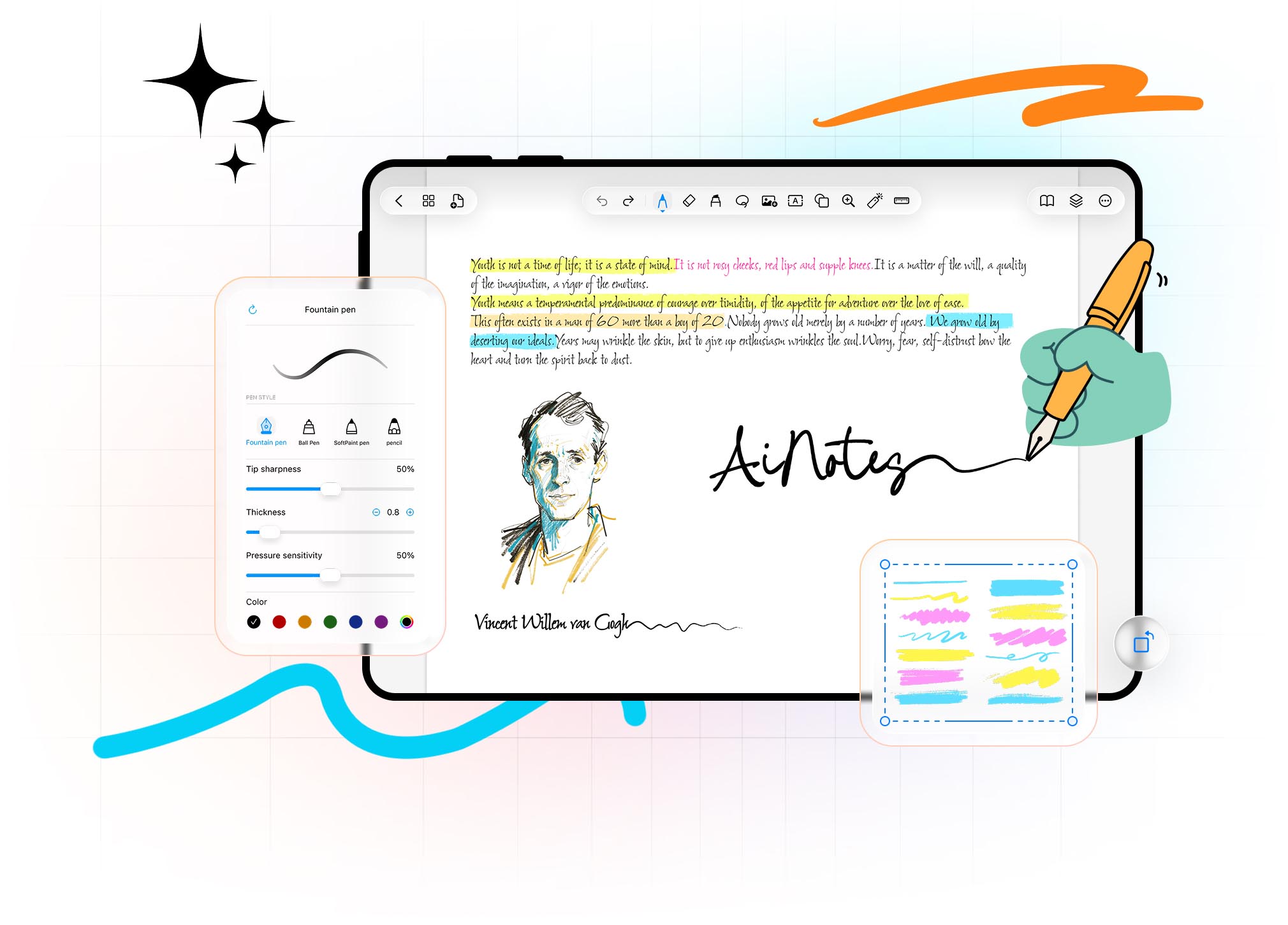 Realistic brush feel: brushes and handwriting