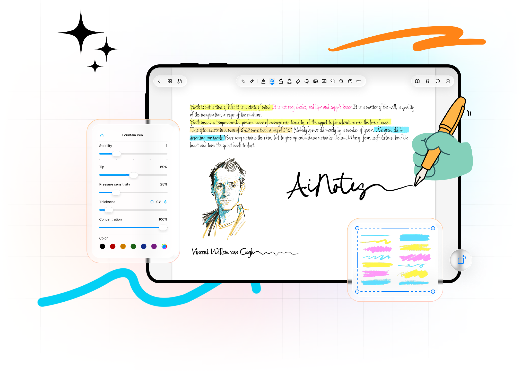 Realistic brush feel: brushes and handwriting